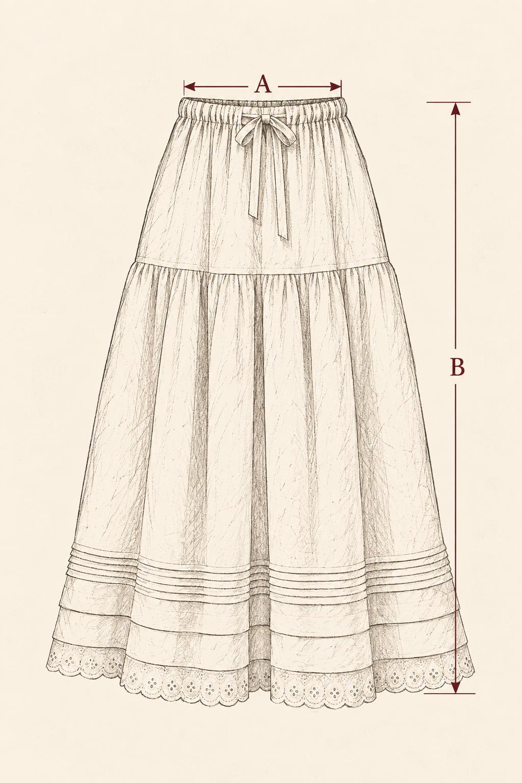 Victorienne Skirt — A: Width; B: Length
