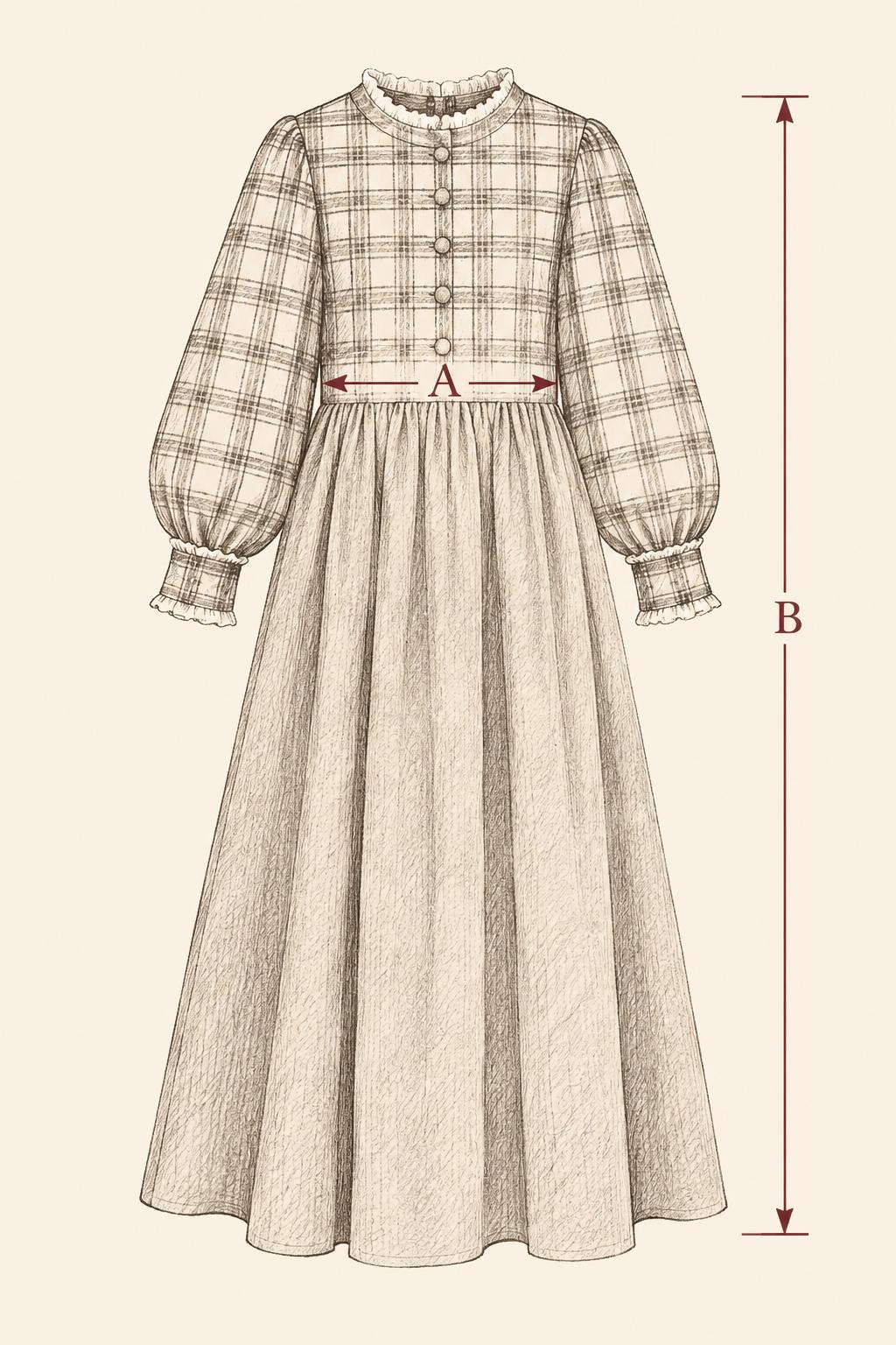 Heritage Dress — A: Width; B: Length